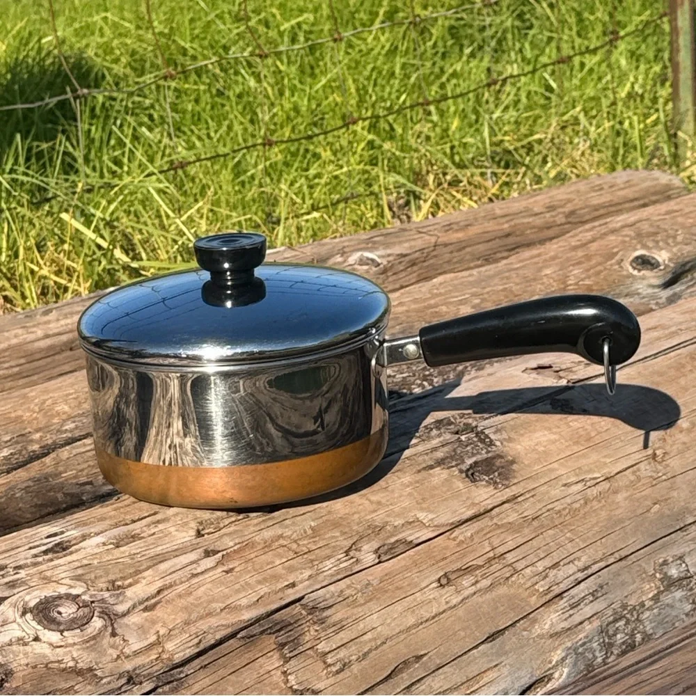 Vintage Revere Wear sauce pan with lid stainless steel Copper 2qt